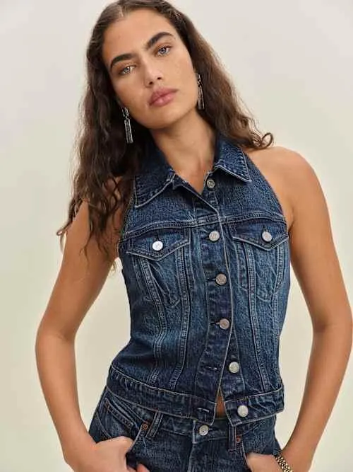 Luisa Stretch Denim Top