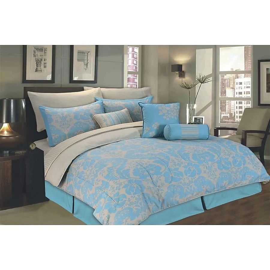 Carey 11 -Piece Blue King Comforter Set