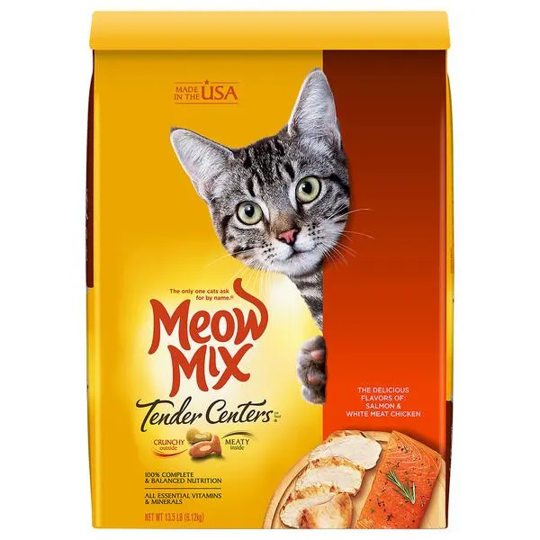 Meow Mix Tender Centers with Salmon and White Meat Chicken Cat Food, 13.5 Pounds