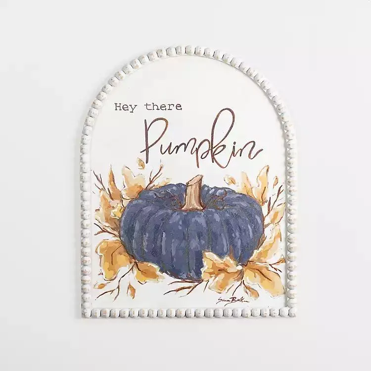 Arched Hey There Pumpkin Wall Plaque