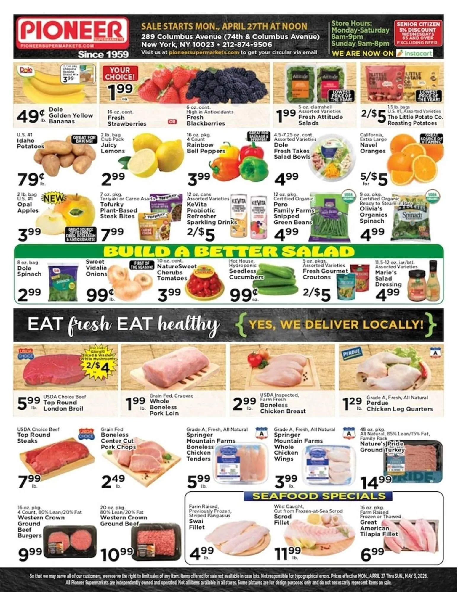 Weekly promotion Pioneer Supermarkets weekly ad spanning from April 27 to May 3 2026 - Page 1 for Catalogue 365
