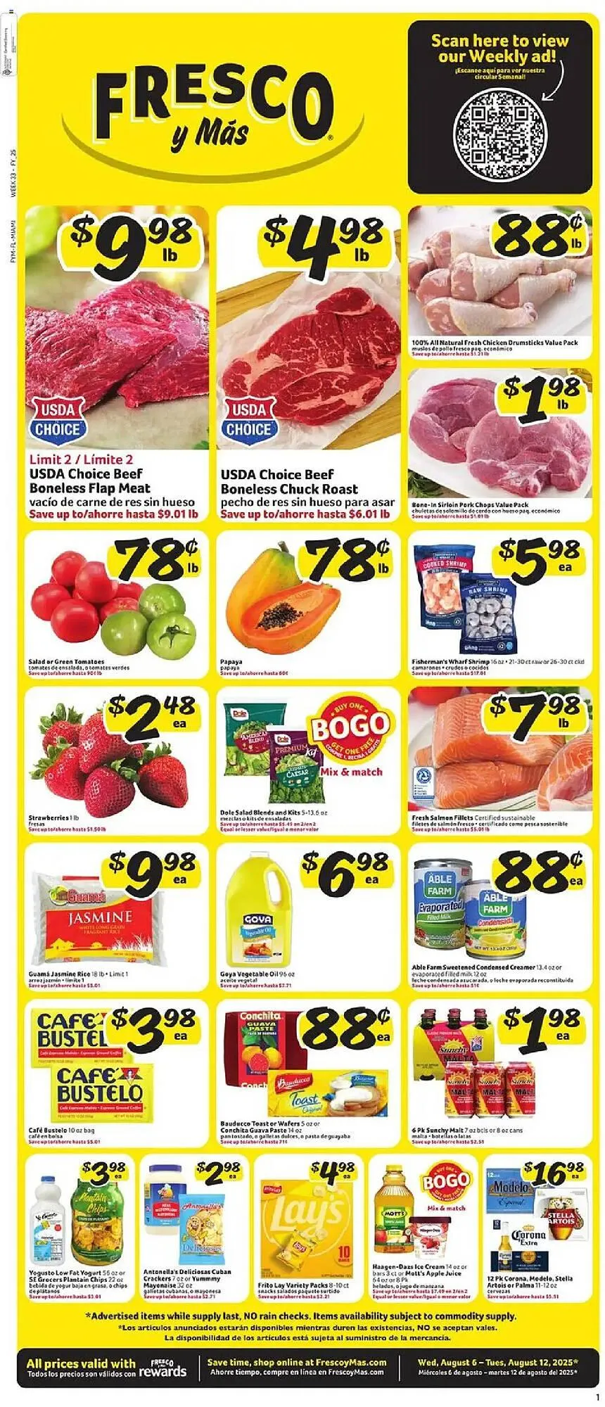 Weekly ad Fresco y Más Weekly Ad from August 6 to August 13 2025 - Page 1