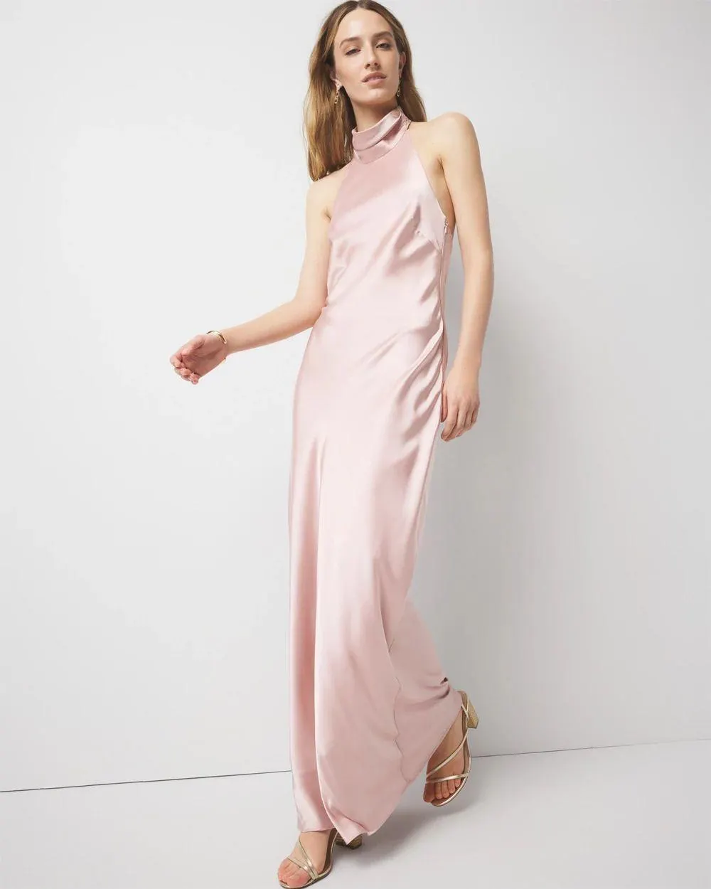 Satin Halter Maxi Dress