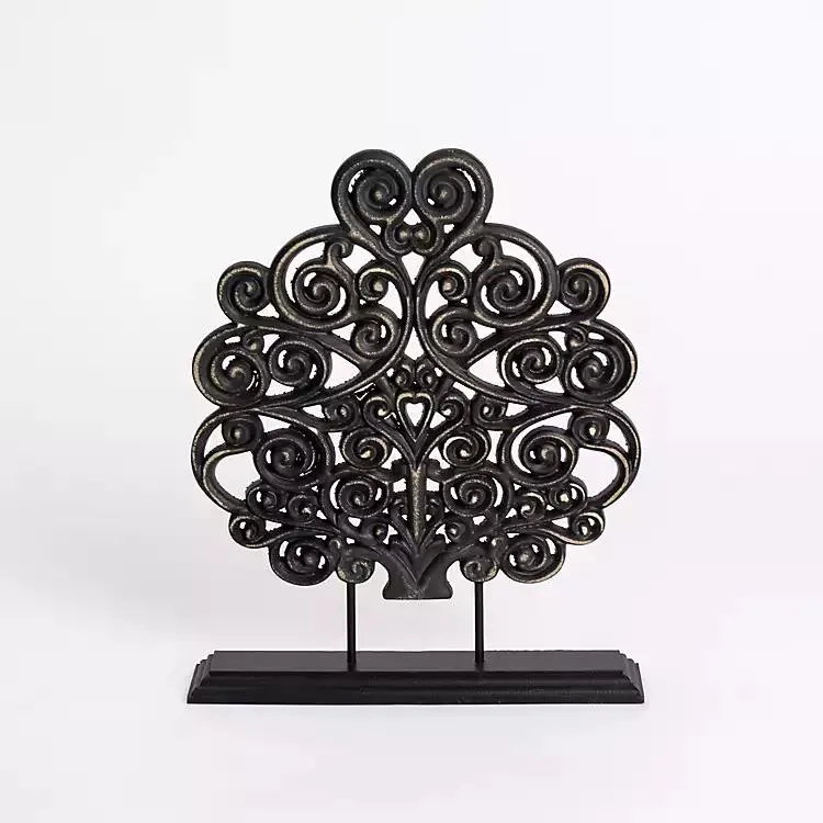 Distressed Black Scroll Statuette