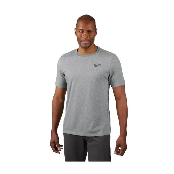 603G-2X Hybrid T-Shirt, 2XL, Regular, Cotton/Polyester, Gray, Crew Neck, Short Sleeve