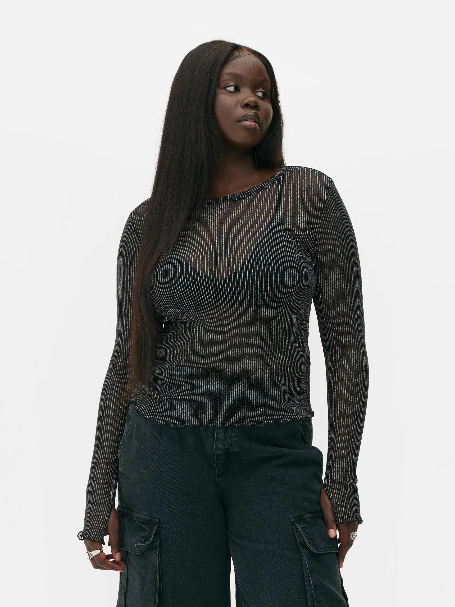 Maglia a maniche lunghe in rete Rita Ora