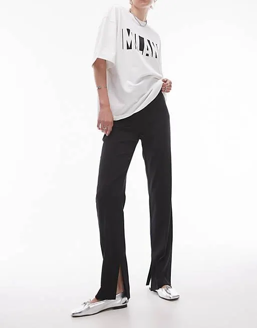 Topshop Tall basic split pants in black