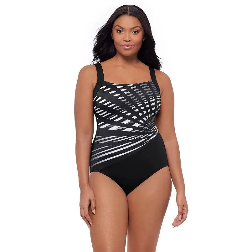 Women's Great Lengths Colorful Burst Squareneck Tank One-Piece Swimsuit