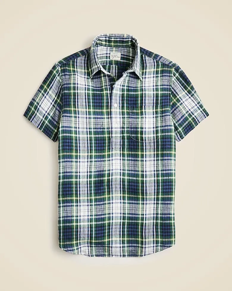 Short-sleeve Baird McNutt Irish linen popover shirt