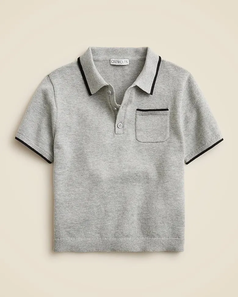 Kids' short-sleeve tipped sweater-polo in cotton