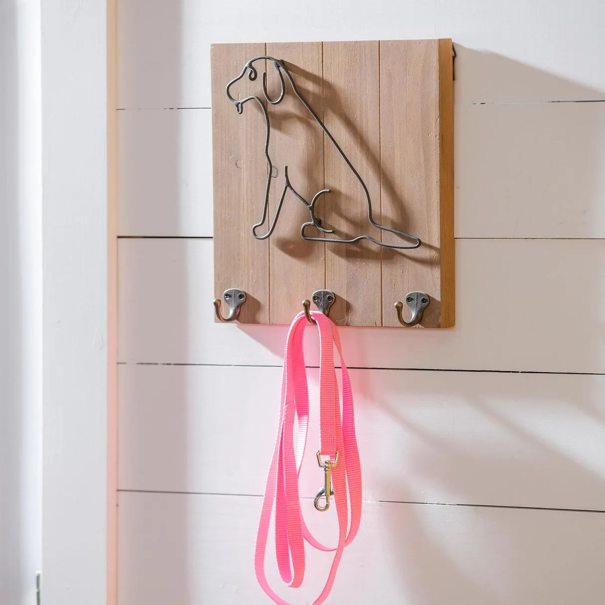 Metal and Wood Pet Wall Hooks