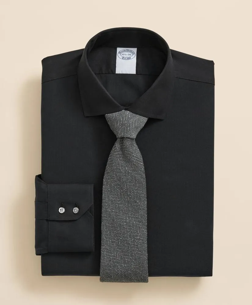 Stretch Supima ® Cotton Non-Iron English Spread Collar, Herringbone Dress Shirt