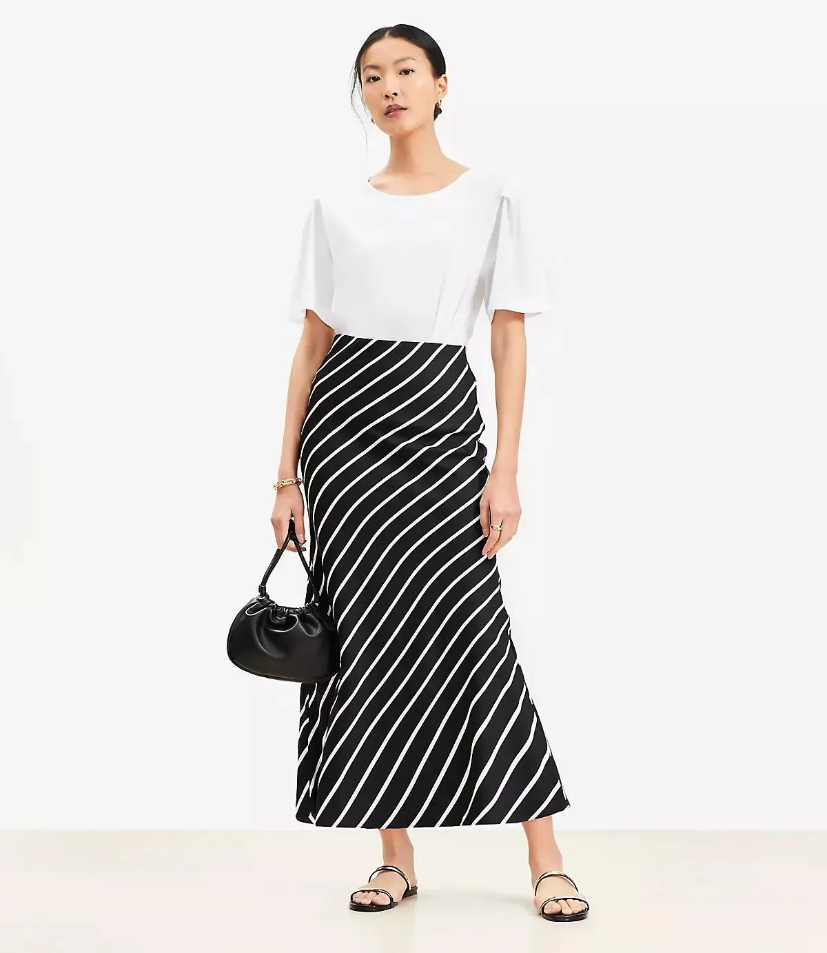 Striped Bias Maxi Skirt