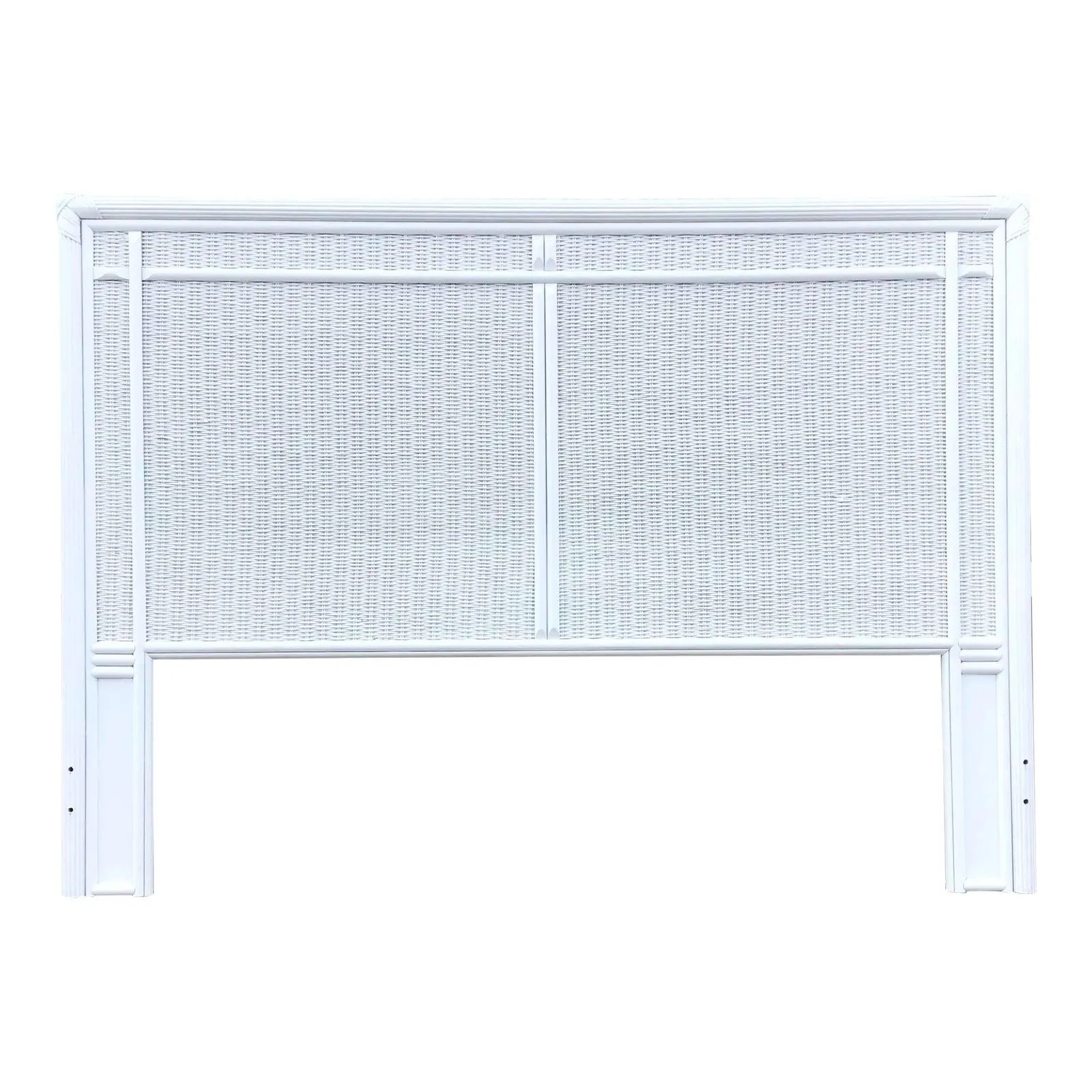 Boho Chic White Rattan Queen Size Headboard