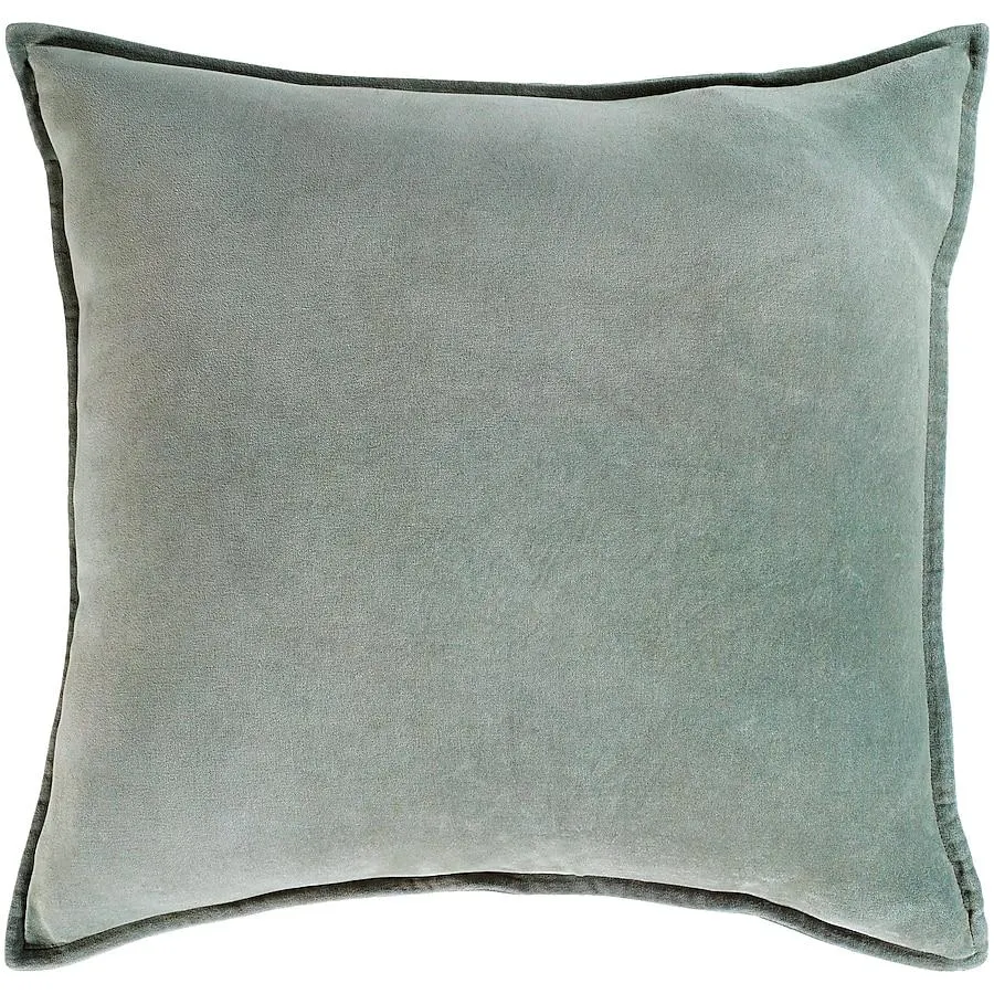 Surya Cotton Velvet 22-in x 22-in Seafoam Square Indoor Decorative Pillow