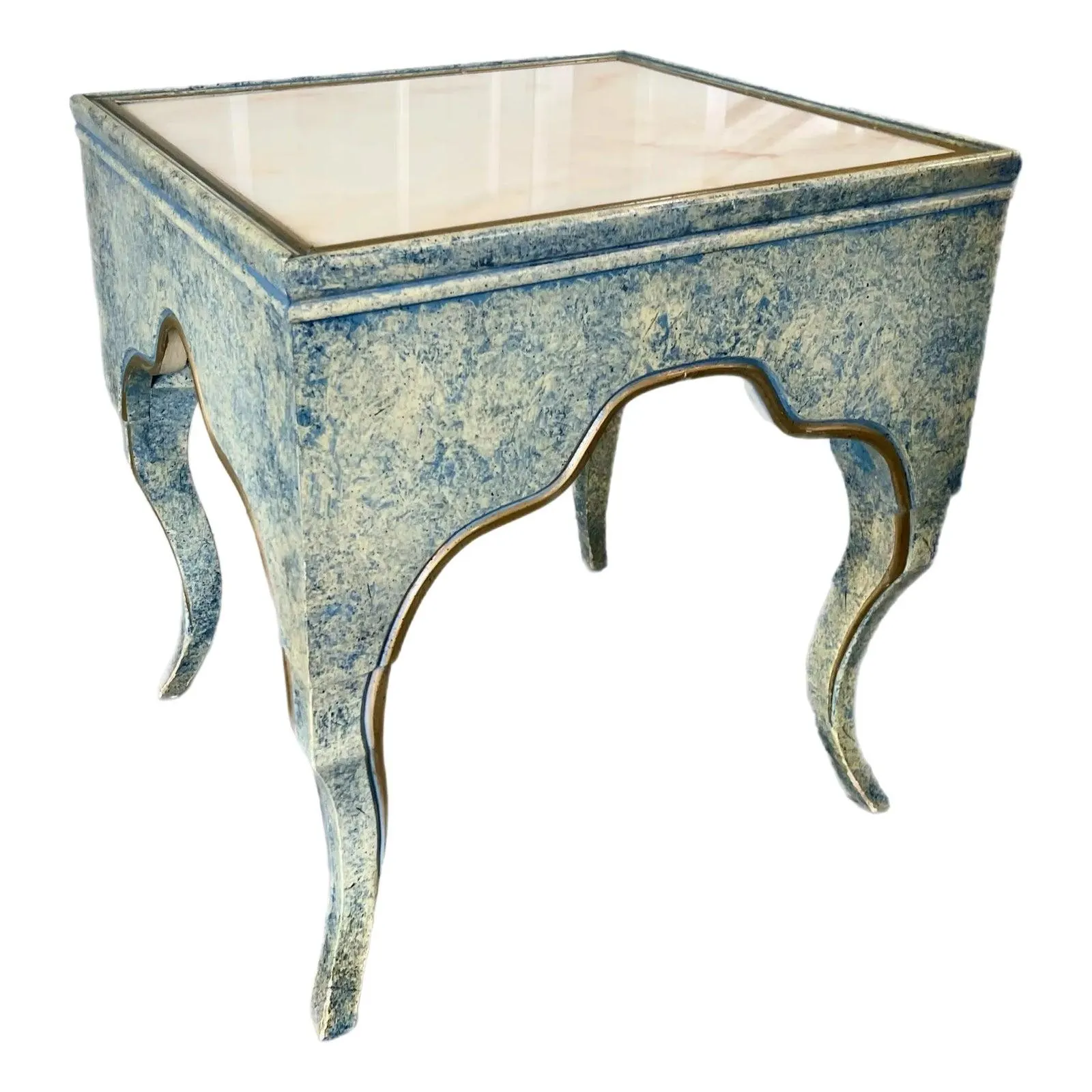 Louis XV Style Custom Painted Marble Top Side Table