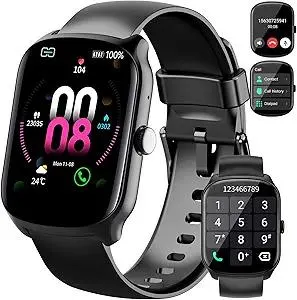 Smart Watch for Men Women, 1.95" HD Curved Screen Smartwatch, Heart Rate/Sleep Monitor Fitness Watches, 112+ Sports Modes Activity Trackers, IP68 Waterproof Watch for Android iOS, Black