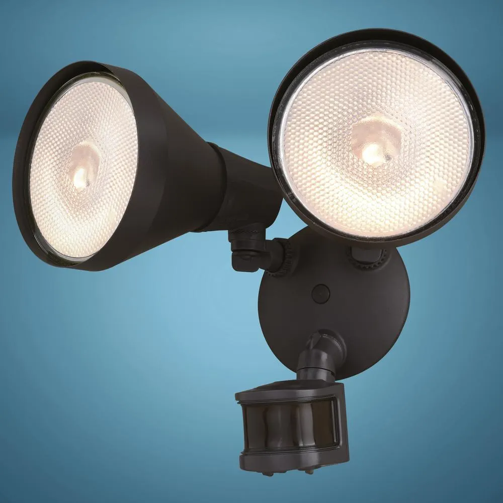 Patriot Lighting® Dualux Bronze Dual Head Motion Sensor Outdoor Security Flood Light