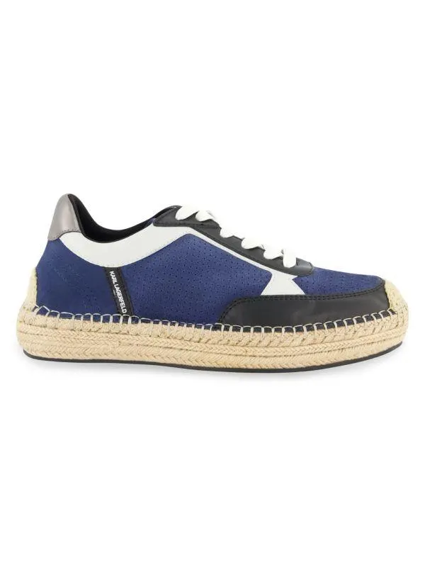 Perforated Suede Low-Top Espadrille Sneakers