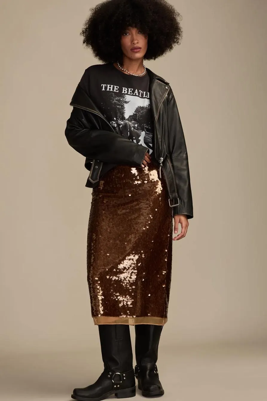 sequin midi skirt