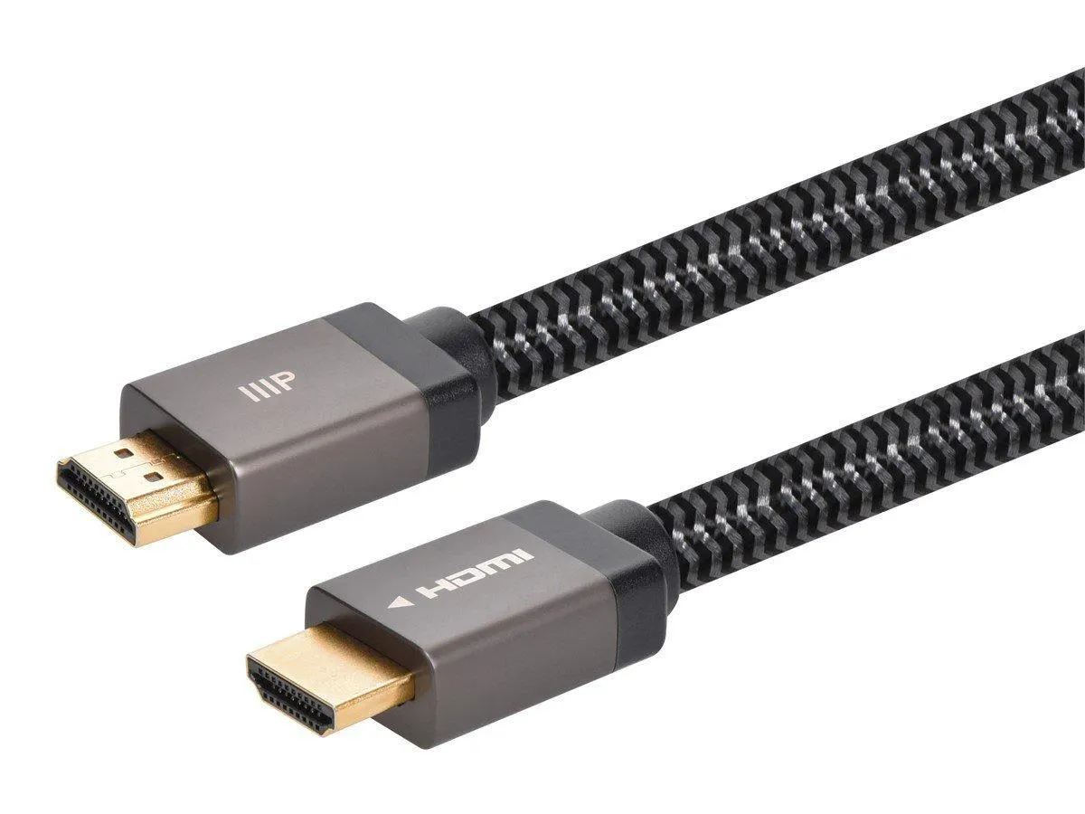 Monoprice 8K Certified Ultra High Speed HDMI Cable - Braided - 8K@60Hz, 4K@120Hz, 48Gbps, HDR, VRR, CL2 In-Wall Rated, 6ft, Black