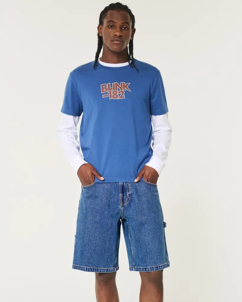 Medium Wash Baggy Jean Shorts