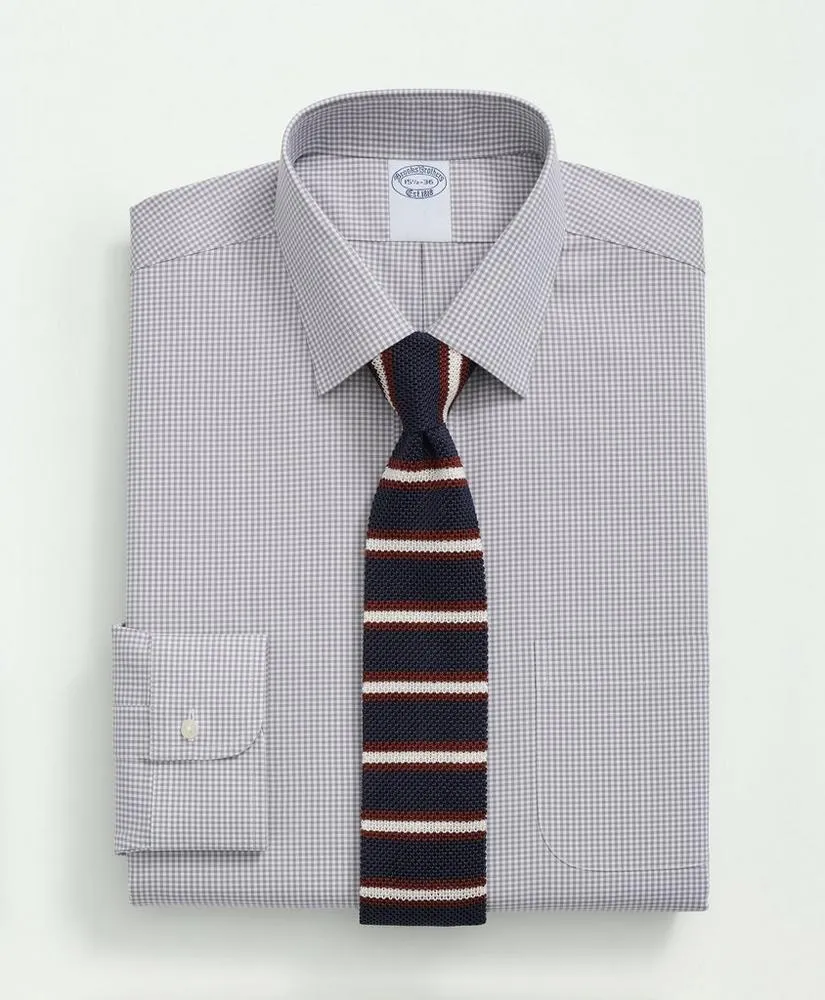 Stretch Supima ® Cotton Non-Iron Pinpoint Oxford Ainsley Collar, Gingham Dress Shirt