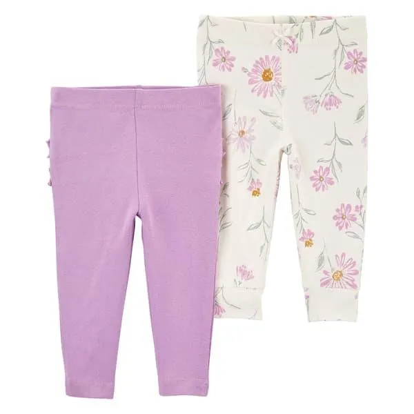 Baby Girl (NB-24M) Carter’s® 2pk. Floral & Solid Basic Pants