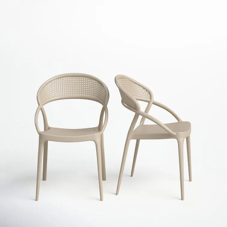 Farrah Stacking Patio Dining Armchair (Set of 2)