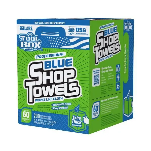 200-Count TOOLBOX Blue Shop Towels