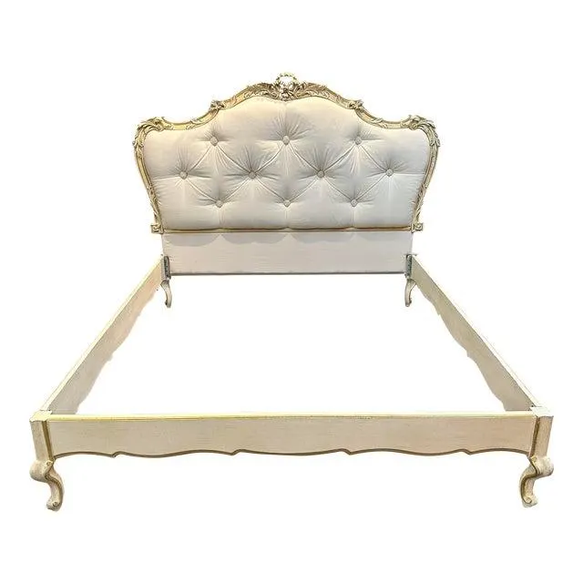 Italian Hand Painted and Hand Carved Custom Size Bedframe