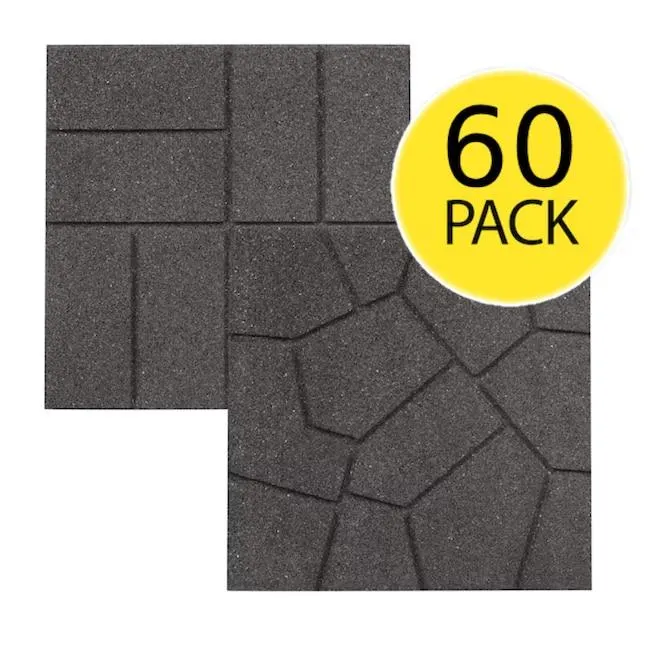 Rubberific 16-in L x 16-in W x 0.75-in H Square Gray Rubber Paver Multi-pack