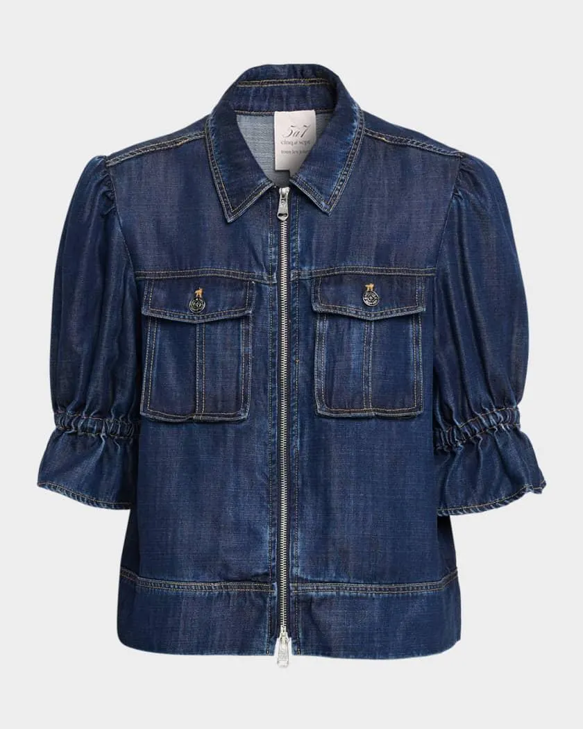 Holly Puff-Sleeve Denim Jacket