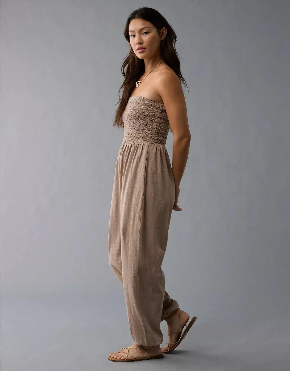 AE Sunchaser Knit Smocked Tube Jumpsuit