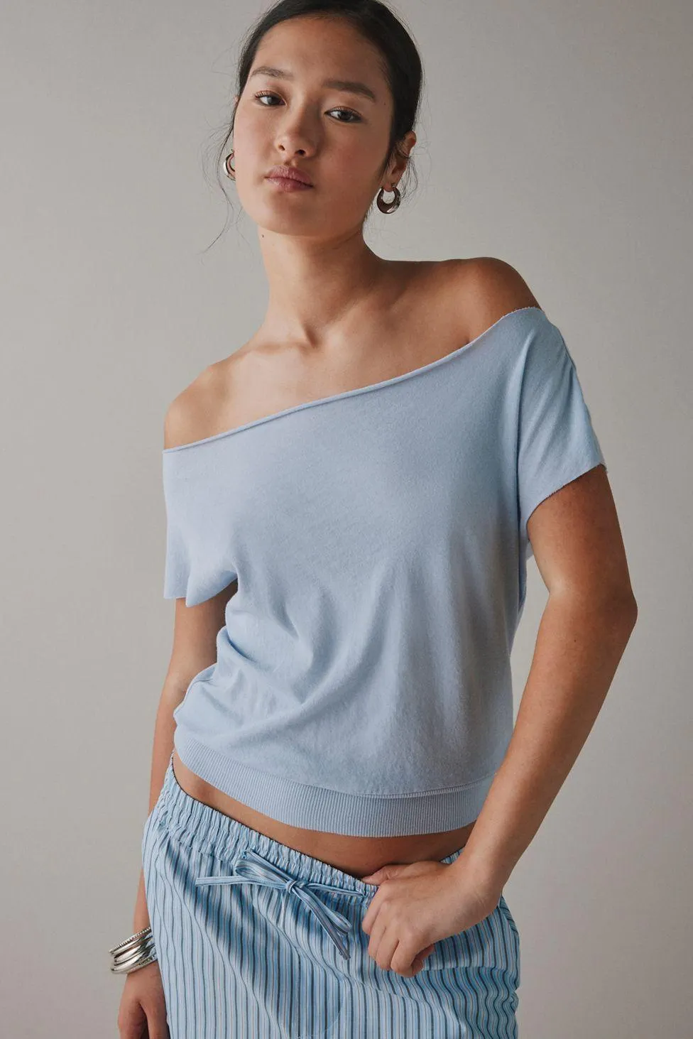 Out From Under Off-The-Shoulder Banded Hem Tee
