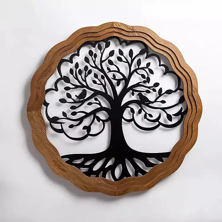 Metal Tree Wavy Frame Wall Plaque