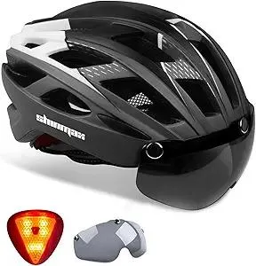 Shinmax Bike Helmet, CPSC/CPC Bike Helmet for Adult Men Women with Magnetic Goggles&Led Back Light Cycling Helmet Adjustable SM-T69