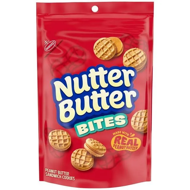 NUTTER BUTTER Bites Peanut Butter Sandwich Cookies, Snak-Saks, 8 oz