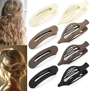 8 PCS Flat Hair Clips, 2 Styles French Claw Clips Strong Hold for Women Girls Thin Hair