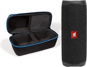 JBL Flip 5 (Black) + Bundle with divvi! Protective Hardshell Case