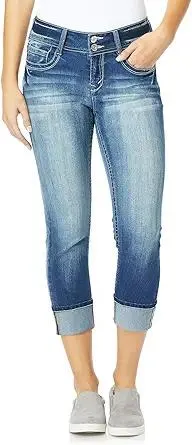 WallFlower Women's Size Luscious Curvy 23.5'' Crop Mid-Rise Insta Stretch Juniors (Standard and Plus)