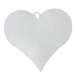 2-1/2" White Glitter Puffy Heart Ornament