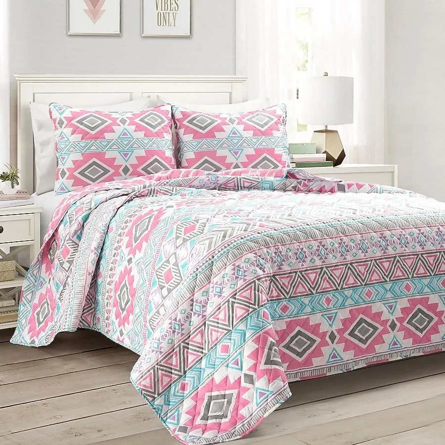 Lush Decor Pink Stripe Reversible Twin Quilt