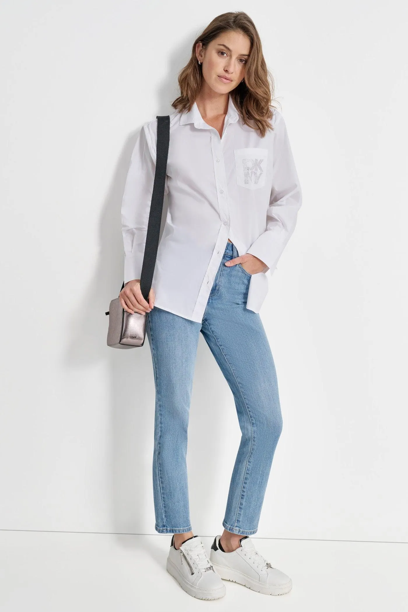 RHINESTONE LOGO POCKET SHIRT