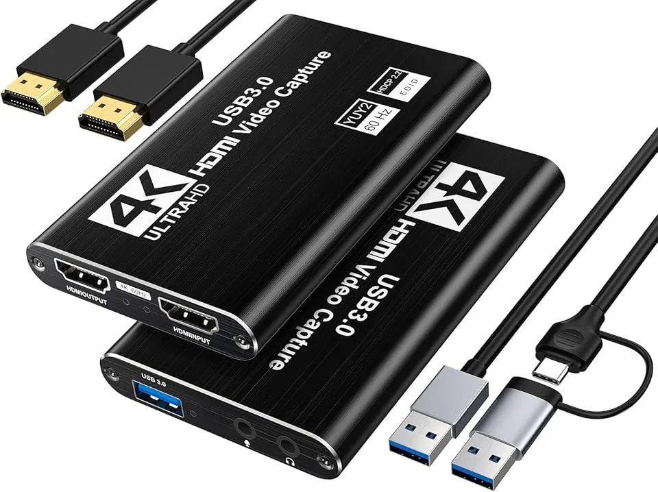 XIIXMASK Video Capture Card, USB 3.0 Capture Card 4K HDMI Loop-Out, 1080P 60FPS/2K 30FPS Video Game Capture for Works for PS5/Camera/PC