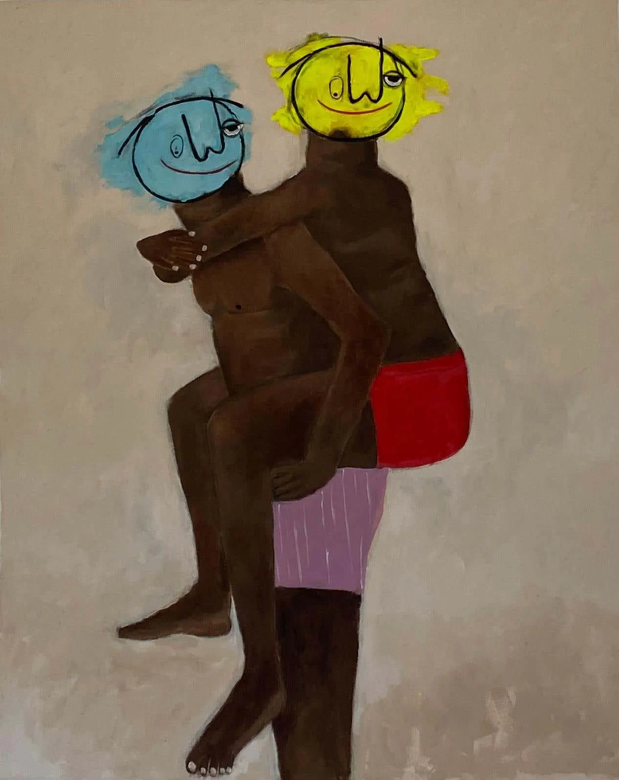 Wisdom Uche Burden of Love -21st Century, Contemporary, Figurative, Neo-Expressionism, Funky 2025