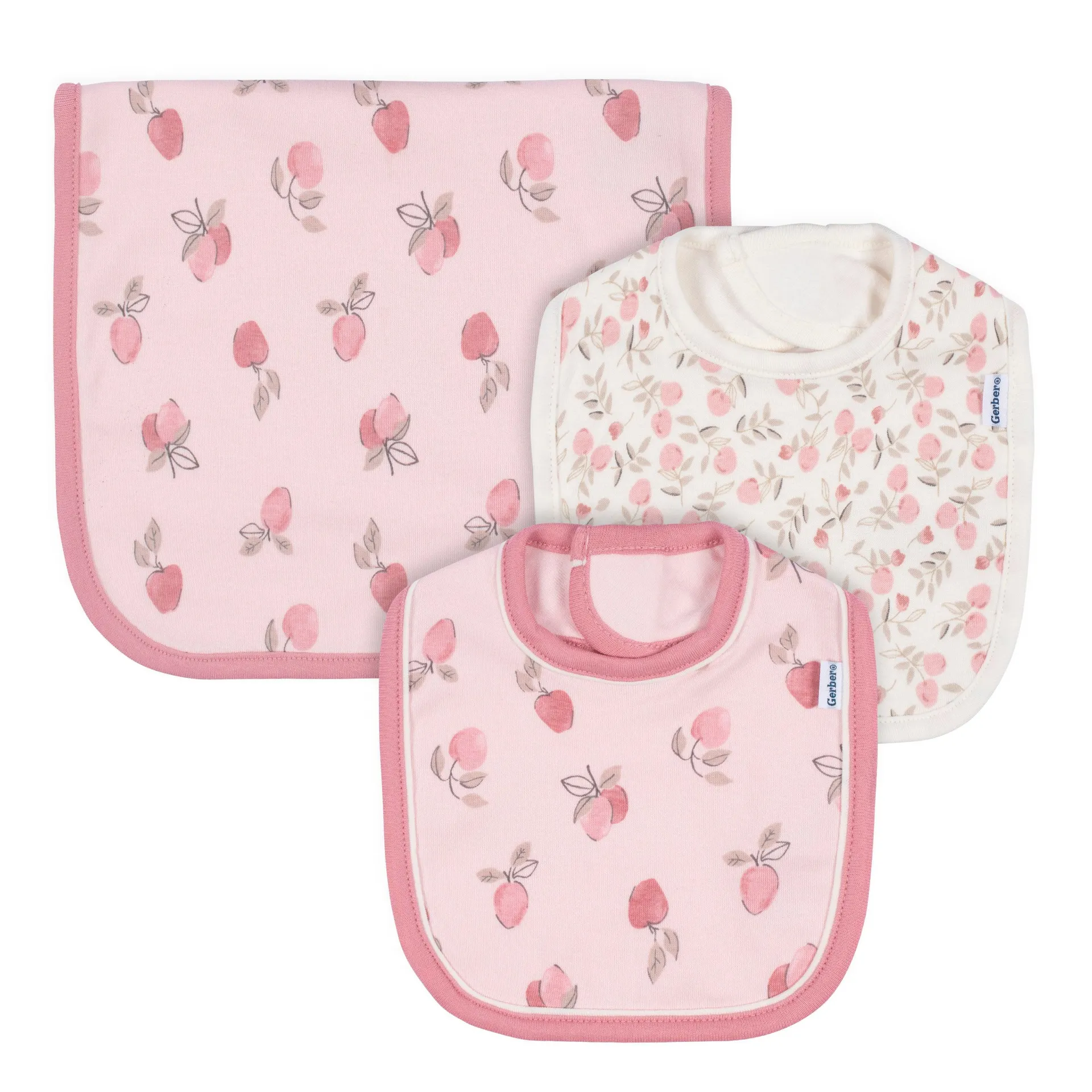 Gerber Baby 3 Pack Floral Bibs & Burp Cloth