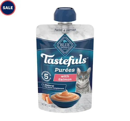 Blue Buffalo BLUE Tastefuls Salmon Resealable Twist Cap Adult Cat Natural Purees, 3 oz.