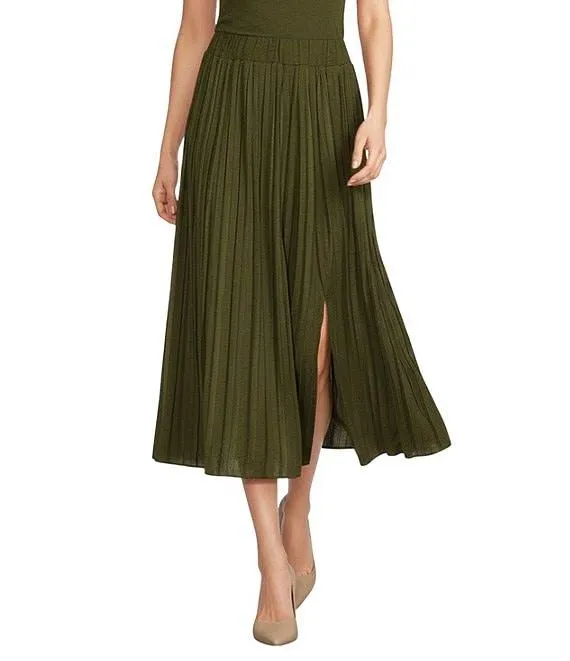 Moonshadow Belted Pleated Midi Skirt