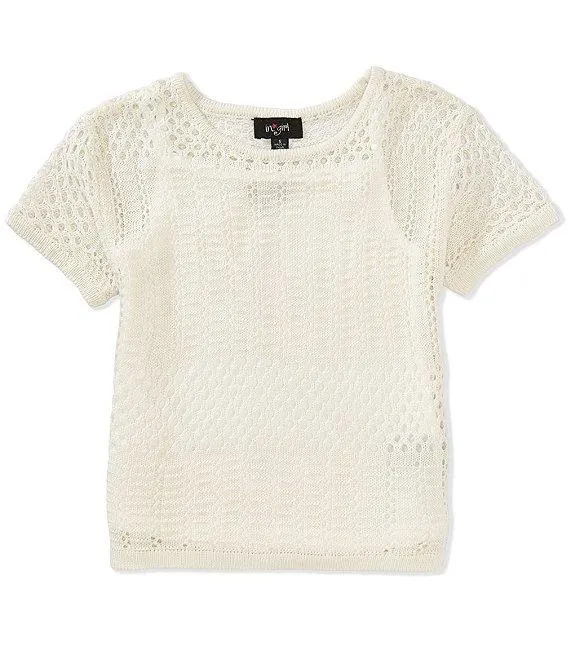 Big Girls Short-Sleeve Patterned Sweater & Sleeveless Solid Tank Top Set